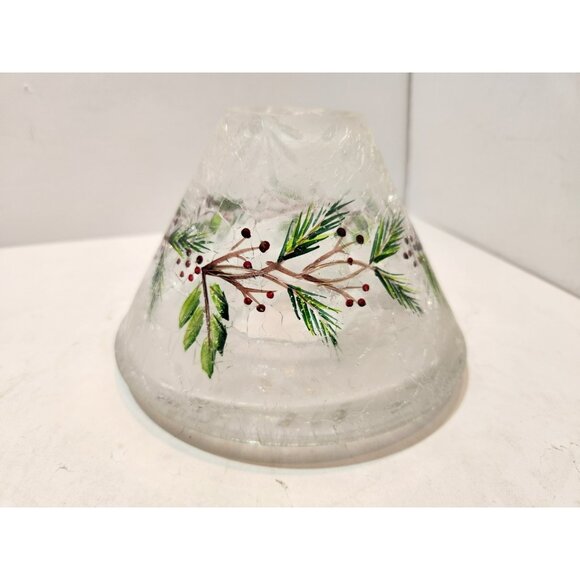 Yankee Candle Crackle Glass Frosted Pine Jar Shade Topper Winter Pine Cones - Picture 5 of 12